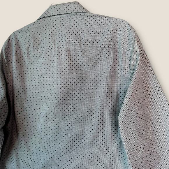 Geoffrey Beene Long Sleeve Button Up Slim Fit Shirt Stretch Mens M Dotted Gray - Picture 7 of 10
